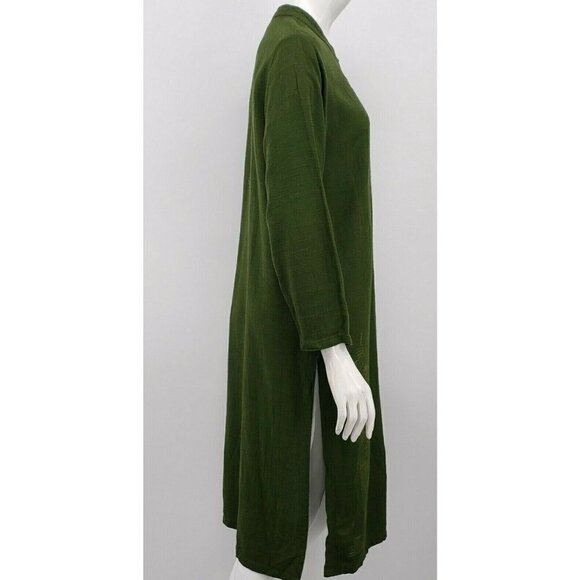 Endless Knot Art Jacket Womens Small Tibetan Goddess Print Tunic Green Linen - Picture 4 of 7